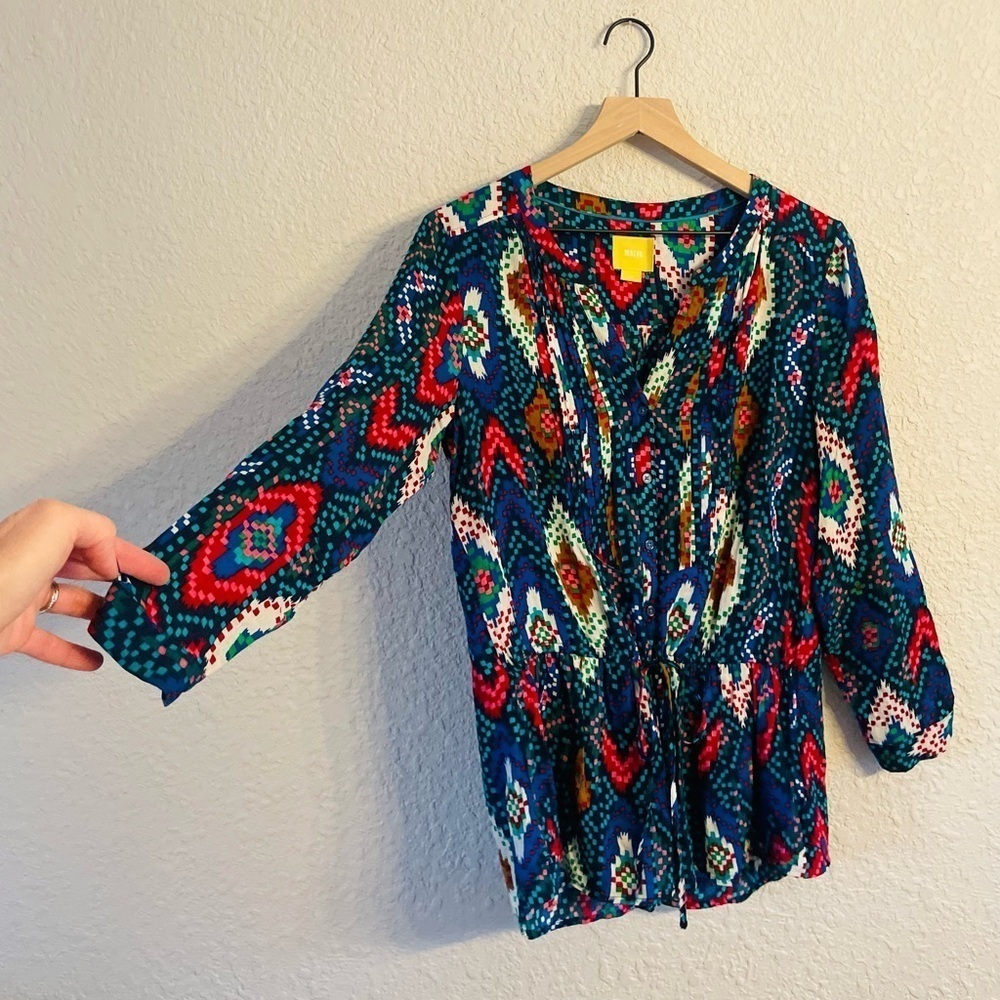 Anthropologie Maeve Vibrant print Top